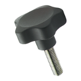 BN 20081 Lobe knobs with threaded stud, stainless steel