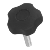 BN 2939 - Soft Touch Sterngriffe mit Gewindebolzen (FASTEKS® FAL), Polypropylen, schwarz