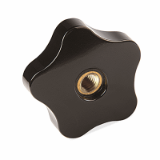 BN 2948 - Solid Lobe Knobs flat, with brass boss and tapped through-hole (FASTEKS® FAL), Thermoset FS 31, black