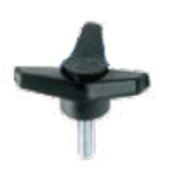 BN 14131 - Three-arm knobs with threaded stud, steel zinc plated (Elesa® VB.639 p), black, matte finish