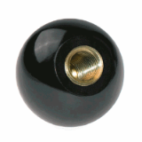 BN 2984 - Plain spherical knobs with metal boss, tapped blind holes (FASTEKS® FAL), Thermoset FS 31, black