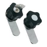 BN 14161 Latch-type knobs with lock with flat closing latch, steel zinc plated