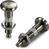 W736CIN - STAINLESS STEEL COMPLETE KNOB-STYLE SPRING PLUNGER WITH STANDARD PITCH THREAD + LOCK NUT
