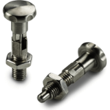 W738CIN - STAINLESS STEEL COMPLETE KNOB-STYLE SPRING PLUNGER WITH LOCKING POSITION AND STANDARD PITCH THREAD + LOCK NUT