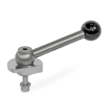 GN 918.7 - Clamping Bolts, Stainless Steel, Downward Clamping, Screw from the Back, Type KVB with ball lever, angular (serration)