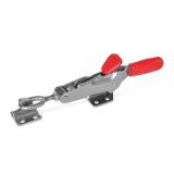 GN 850.2 - Stainless Steel-Toggle clamps with safety hook, for pulling action, Type TG, with draw axle, with catch, with oval head latch bolt