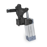 GN 962 - Toggle clamps pneumatic with Magnetic piston, Type APV, Clamping arm with slotted hole, with two flanged washers
