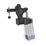 GN 962 - Toggle clamps pneumatic with Magnetic piston, Type CPV, Clamping arm with slotted hole, with two flanged washers and GN 708.1 spindle assembly