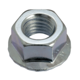 Referencia 43371 - Tuerca hexagonal con collar biselado - DIN 6923 - Acero calidad 8 zincado blanco
