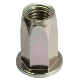 Reference 19774 - Rivkle® blind nut with Hexagon shaft and flat head - Passivated zinc plated 400 HSST