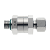 NC-ERVV-..LR/SR - Non-return valves with male adaptor thread, profile sealing ring form E acc. ISO 1179-2, with cutting ring connection on one side, inflow side at male adaptor thread