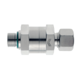 NC-ERVZ-..LR/SR - Non-return valves with male adaptor thread, profile sealing ring form E acc. ISO 1179-2, with cutting ring connection on one side, inflow side at tube connection