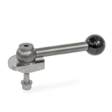 GN 918.7 - Clamping Bolts, Stainless Steel, Downward Clamping, Screw from the Back, Type GVB with ball lever, straight (serration)