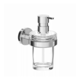 A10120 - Wall-mounted soap dispenser with extra clear transparent glass container and in finish brass pump