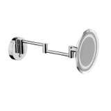AV258B - Wall magnifying mirror with double jointed arm. Touch switch on. Dimmablelight color. Direct connection to the mains or with a socket