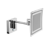 AV258C - Specchio ingranditore a parete con braccio snodato. Accensione touch.Dimmerabilità colore luce. Collegamento diretto a rete o con presa di corrente