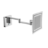 AV258D - Wall magnifying mirror with double jointed arm. Touch switch on. Dimmablelight color. Direct connection to the mains or with a socket