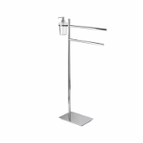 AV085G - Stand with 2 towel holders and transparent glass soap dispenser and dish included