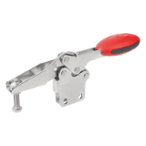 K0661 - Horizontal Toggle Clamps with straight foot and adjustable clamping spindle, stainless steel