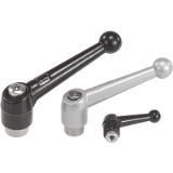 K0117 - Adjustable Handles Classic Ball Style, Zinc inserts and internal components stainless steel, internal thread
