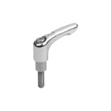 K0124 - Clamping lever, stainless steel with extended collar with male thread, steel parts stainless steel