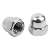 K1800 - Hex cap nut, high style DIN 1587 steel or stainless steel