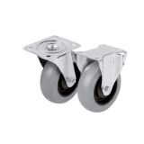 K1766 - Swivel and fixed castors steel plate, with soft rubber tyres