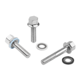 K1595 - Stainless steel hexagon head screws with collar and seal and shim washer for Hygienic USIT® set