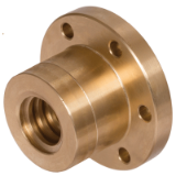 DIN103-EFM-FLM-2GG-RG7 - Ready-to-Install Flange Nuts EFM with Metric ISO-Trapezoidal Thread DIN 103, Red brass Rg7, Double-thread, right hand