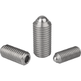 03035 inch - Spring plungers with hexagon socket and ball, stainless steel