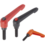 06610 inch - Clamping levers with push button external thread