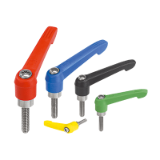 06611 inch - Clamping levers with plastic handle external thread, metal parts stainless steel