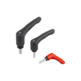 06613-11 inch - Clamping levers, plastic with safety function with male thread