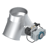 Two-way valves with interior collar 60°, symmetrical, without flap seal, pneumatically operated, rotary actuator - Two-way valves