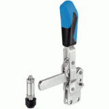17000256000 - Vertical clamp with vertical foot and solid holding arm, steel