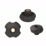 18000275000 - Star knob nut with 4 recessed grips and through thread