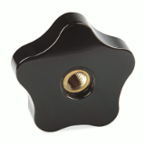 18000335000 - Star knob made of thermoset, flat with through-hole thread