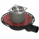TECEdrainpoint S 112 drain set extra-flat - with Seal System universal flange and stainless steel grate frame