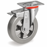 62ESD SRP FR - ESD 'TR Roll' polyurethane wheels, electrical resistance <10^9 Ohm, swivel top plate bracket NL with brake