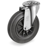 SRFP/SL - Black rubber wheels with polypropylene, lightweight support rotary hole "SL"