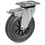 SRP/SL FR - Black rubber wheels with polypropylene, lightweight support with rotating brake "SL"