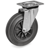 SRP/SL - Black rubber wheels with polypropylene, lightweight support rotating "SL"