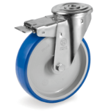 SRFP/NLX FR - Injection polyurethane wheels, 55 Shore A polyamide 6 centre, swivel bolt hole bracket type "NL" with brake