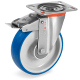 SRP/NLX FR - Thermoplastic rubber wheels, swivel top plate bracket type "NLX" with brake