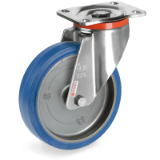 SIGMA ELASTIC rubber wheels, stainless steel medium-heavy duty brackets (PX)