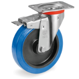 SRP/NL FR - "SIGMA ELASTIC" rubber wheels, swivel top plate bracket type "NL" with brake