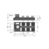 6611920 - Passive actuator/sensor junction box, M12 x 1, 6-port, with male M23 for incomin