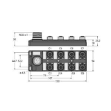 6611942 - Passive Actuator/Sensor Box, M12 × 1, 8-port, with M23 Connector for Supply Cabl