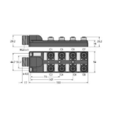 6611967 - Passive Actuator/Sensor Box, M12 × 1, 8-port, with M23 Connector for Supply Cabl