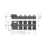 6611945 - Passive Actuator/Sensor Box, M12 × 1, With Homerun Cable, 8-port